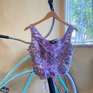 CIDER Adore Me Floral Corset Top | Pink and Purple